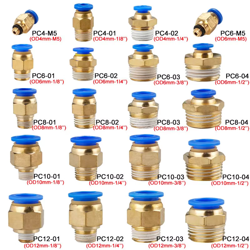 Compression Fitting Brass - 10/50개 공압 피팅 에어 커넥터 PC