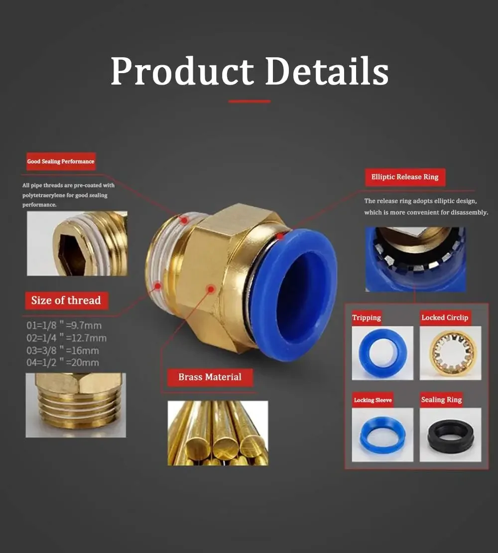 10/50개 공압 피팅 에어 커넥터 PC 4mm 6mm - Compression Fitting Brass 리뷰 및 가격